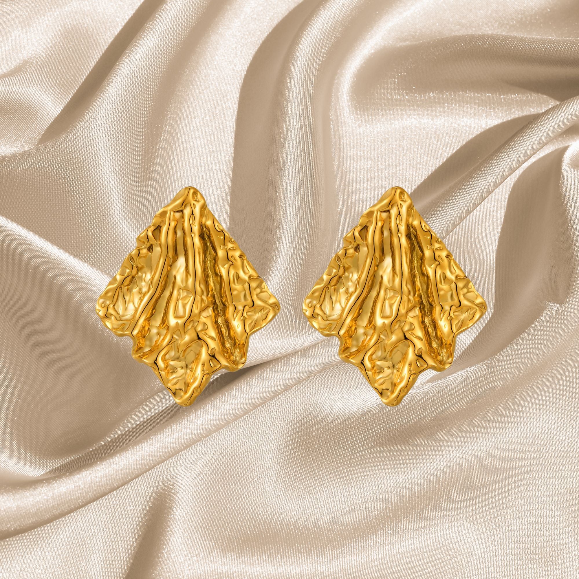 Earrings, 18K Gold Plated Steel