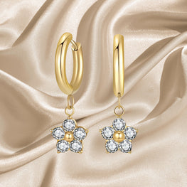 "Flowers" Earrings, 18K Gold Plated Steel