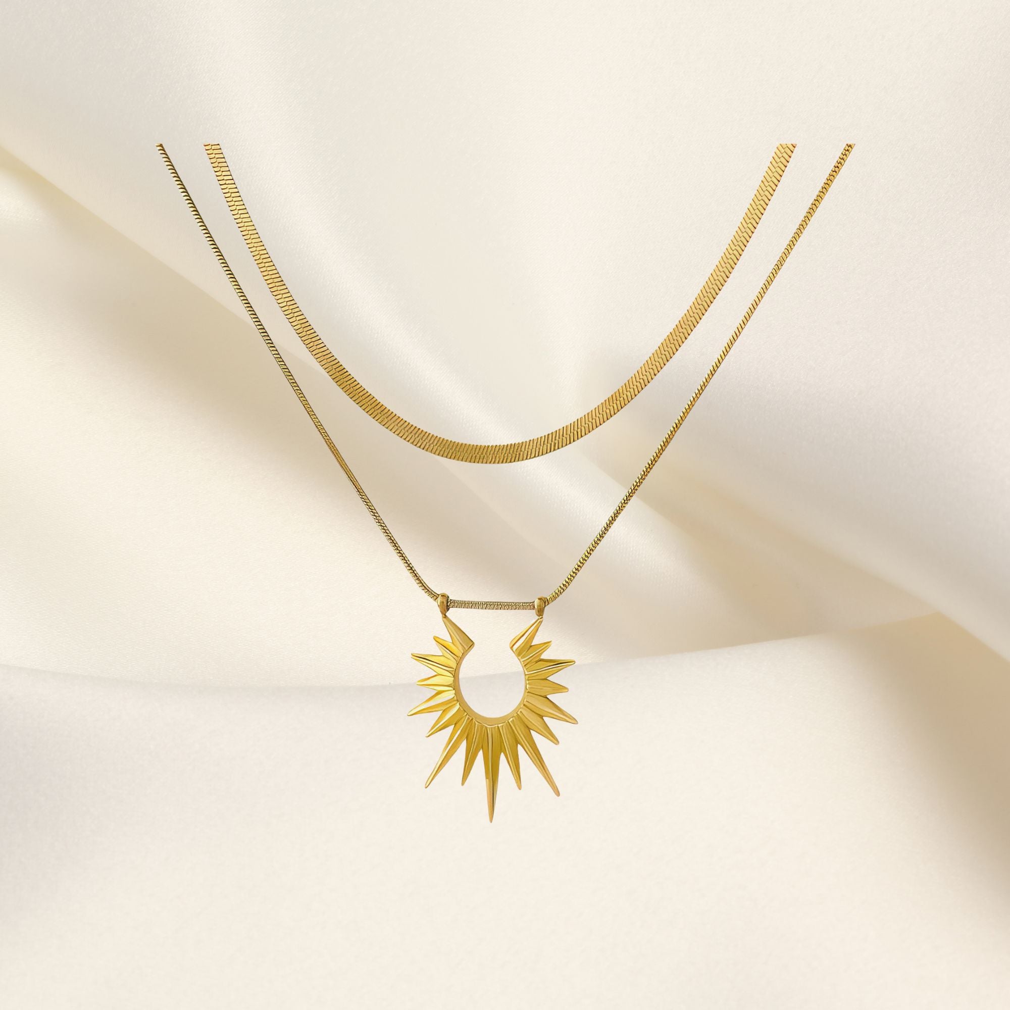 Sun Necklace, 18K Gold Plated Steel