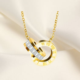 Ring Necklace, 18K Gold Plated Steel