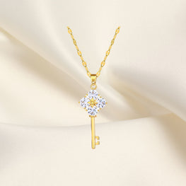 Key Necklace, 18K Gold Plated Steel