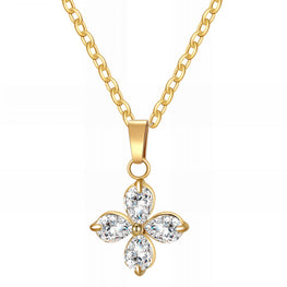 "Flower" Necklace, 18K Gold Plated Steel