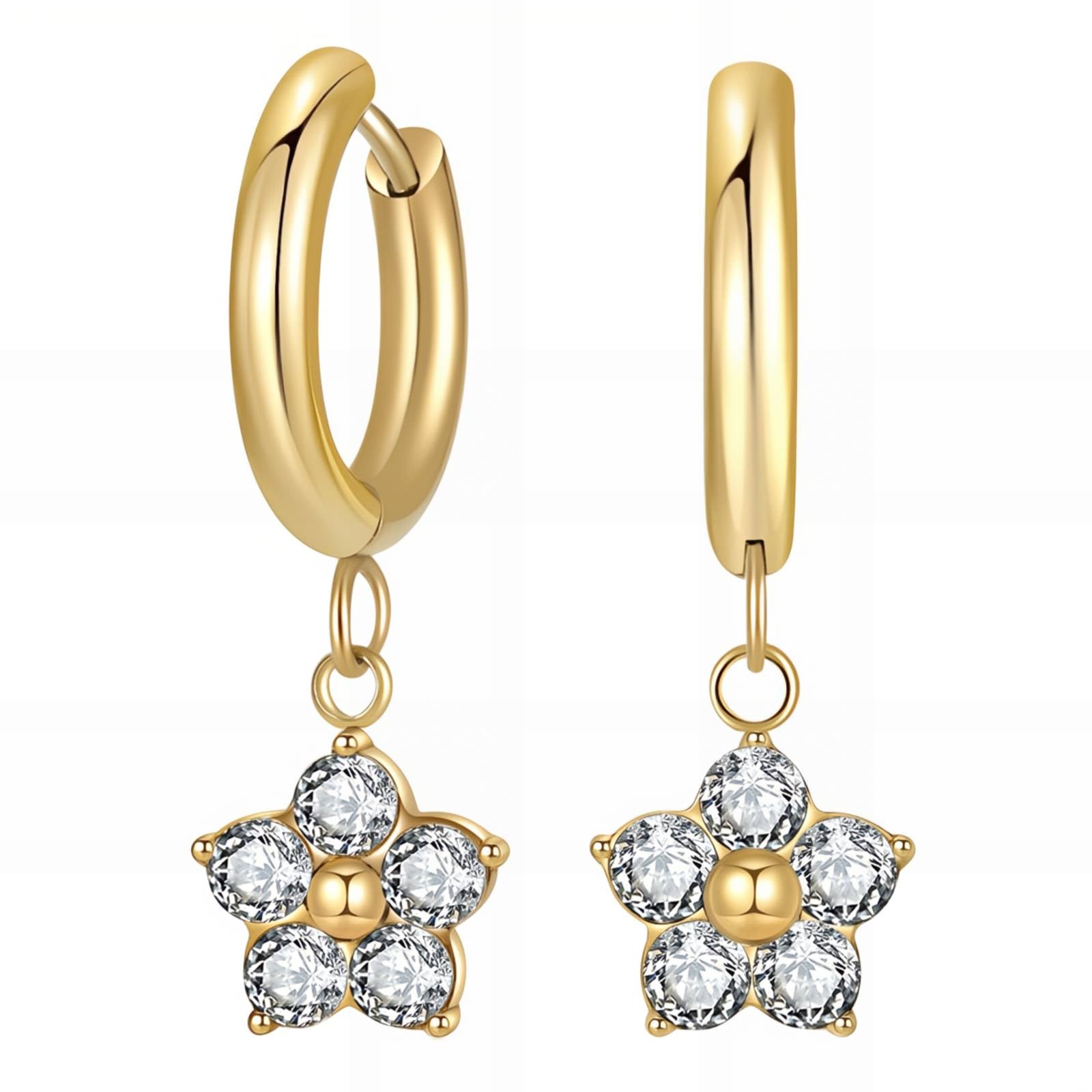 "Flowers" Earrings, 18K Gold Plated Steel
