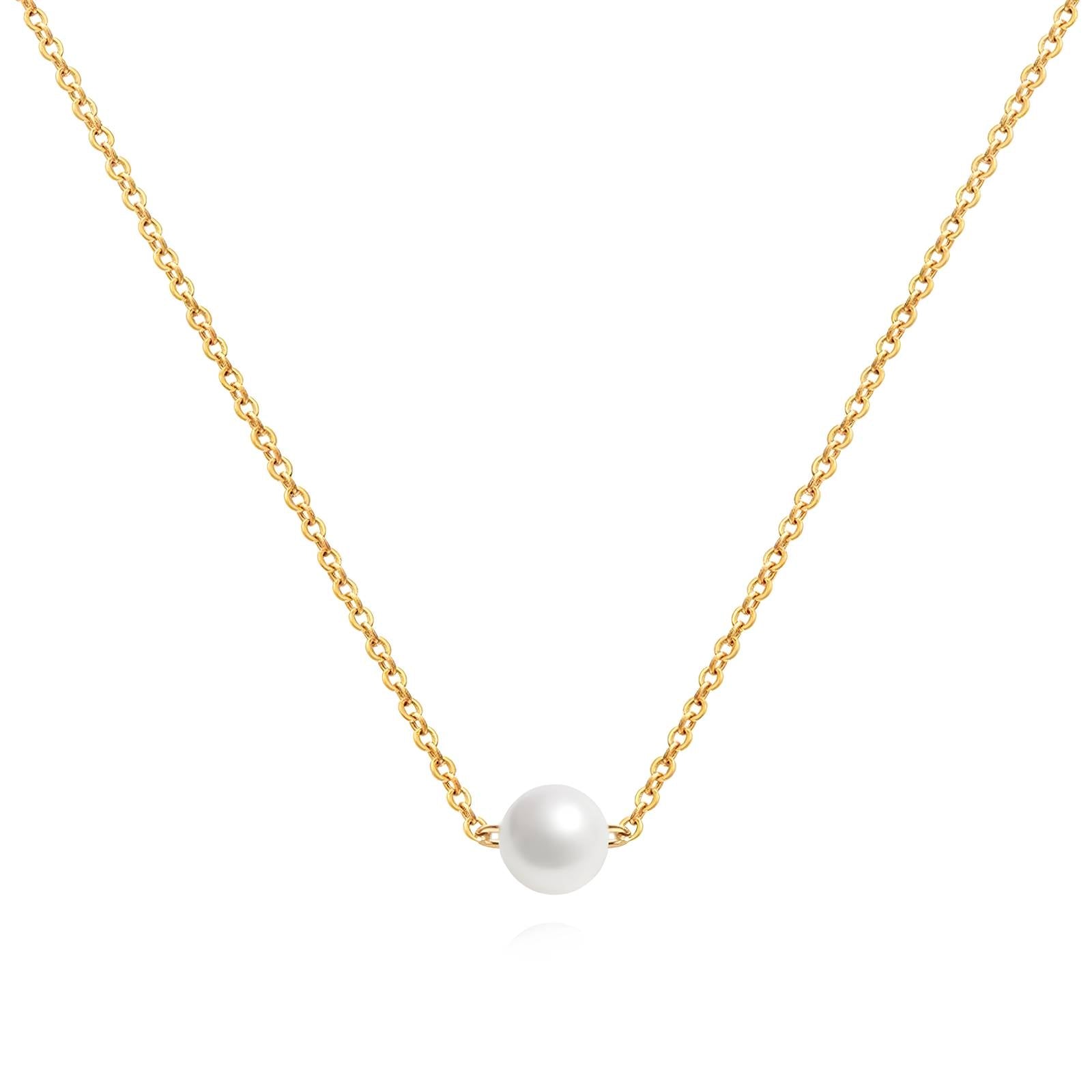Pearl Necklace, 18K Gold Plated Steel