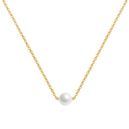 Pearl Necklace, 18K Gold Plated Steel
