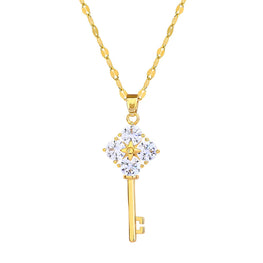 Key Necklace, 18K Gold Plated Steel